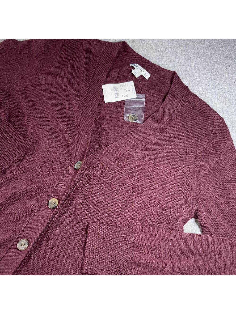 J Crew Mercantile NEW Wool Tri-Blend Button-Up Sweater Burgundy Woman’s XS